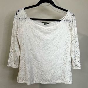 Valerie Stevens women’s lace 3/4 sleeve boat neck top